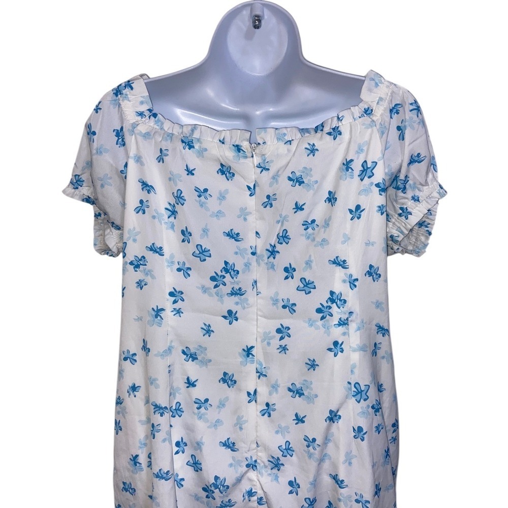 Princess Polly Floral Puff Sleeve Tie Front Mini Dress Cottagecore Coquette 12 - Picture 10 of 12
